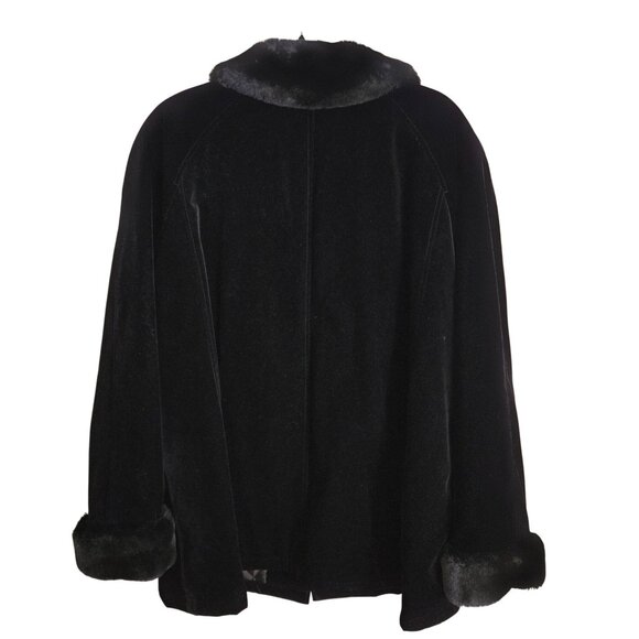 Gallery Vintage Black Faux Suede Faux Fur Trim Full Zip Black Jacket Size 1X - Picture 3 of 10